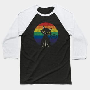 RETRO STYLE - RAINBOW BLACK CAT Baseball T-Shirt